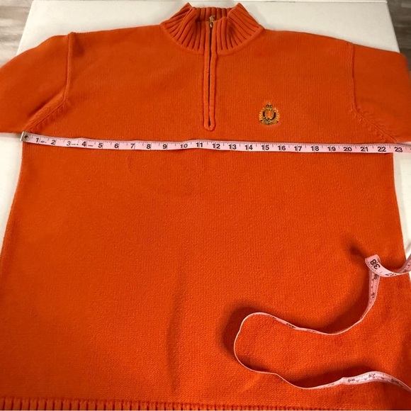 Lauren Ralph Lauren 1/4-zip Sweater Orange Cotton Ribbed 90’s Women’s Size Large - Picture 7 of 13